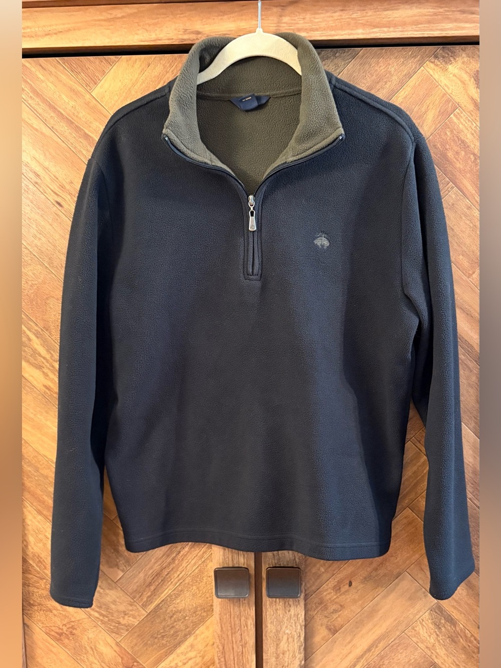 Brooks Brothers Navy Men's Half-Zip Fleece with Olive Interior
